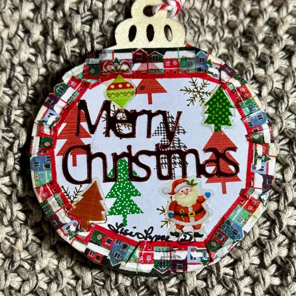A set of 4 new unique handmade 3x3” wooden Christmas tree hanging ornaments $40 - Picture 4 of 13